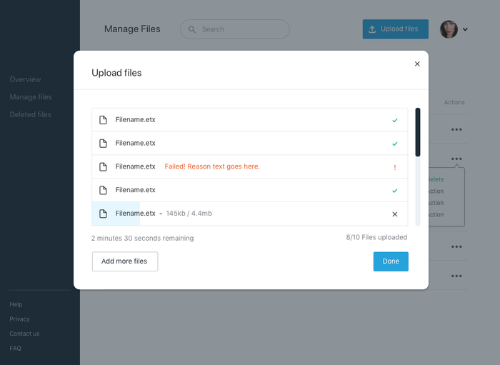 Upload modal