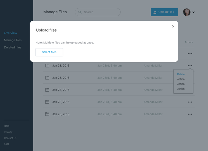 Upload modal